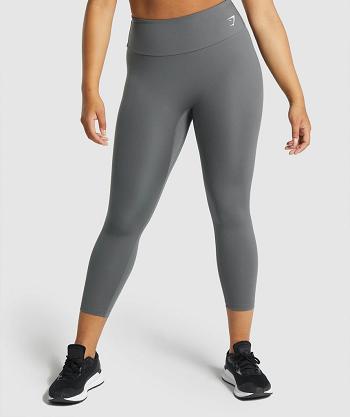 Legginsy Damskie Gymshark Treningowe 7/8 Szare | PL 2324NWY